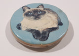 Siamese Cat Laying Down 1 1/4" Round Thick Paper and Plastic Fridge Magnet