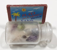 Playa Del Carmen Mexico Sand and Seashells in Glass Bottle on Wood Backing 1 5/8" Wide Fridge Magnet