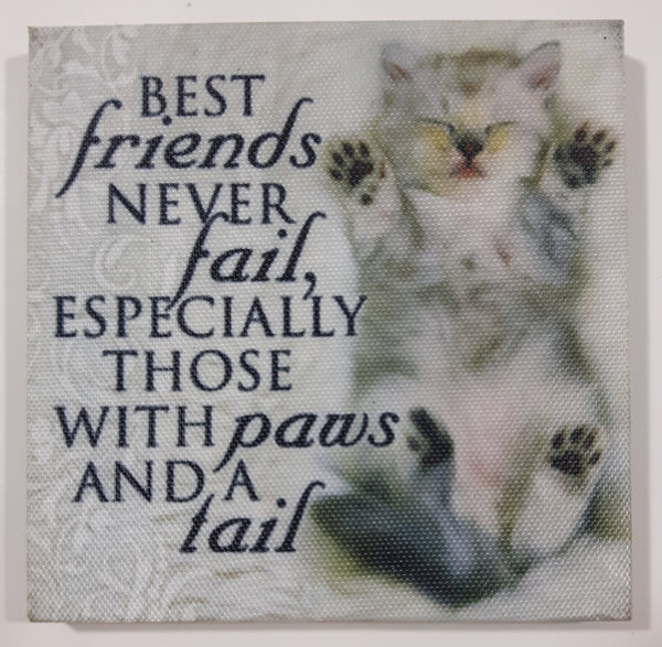 History & Heraldry Ltd Best friends Never fail, Especially Those With paws And A tail 2 3/4" x 2 3/4" Canvas Fridge Magnet