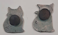Set of 2 Cat Kitten Small Metal 7/8" Tall Fridge Magnets
