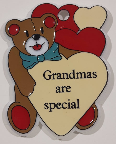 Grandmas are special Teddy Bear with Hearts Themed 2 3/8" x 2 3/8" Hard Plastic Fridge Magnet
