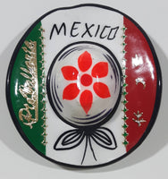 Puerto Vallarta Mexico Flag Colored Sombrero 2 1/2" x 2 3/4" Clay Pottery Fridge Magnet