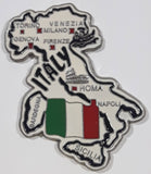 Italy Country Shaped Labelled Cities 2 1/8" x 2 3/4" Metal Enamel Fridge Magnet