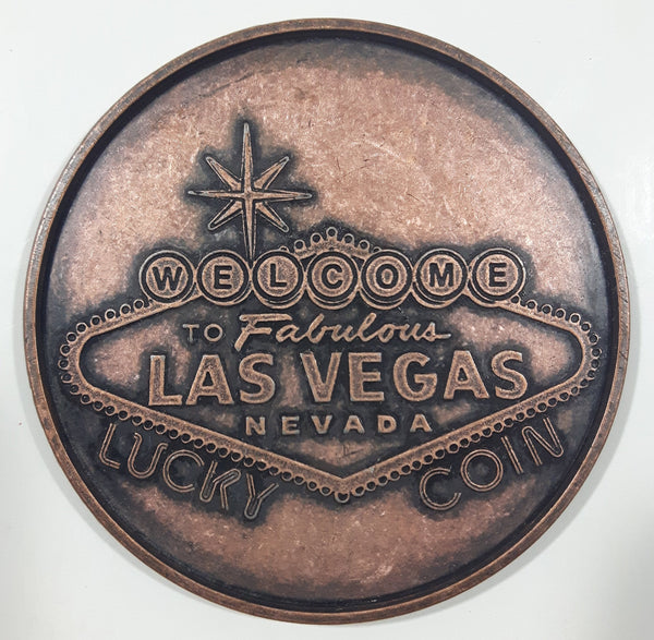 Welcome To Fabulous Las Vegas Nevada Lucky Coin In God We Trust Liberty 1909 United States Over Sized Large 3" Wide Copper Metal 1 Cent Penny
