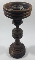 Pedestal Style Wood Candle Stick Holder 9 1/4" Tall