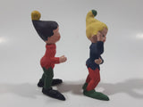 Rare Vintage Pixie Elf Gnome Matte Finish 4 1/8" Tall Ceramic Figures Made in Japan