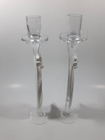 Wedding Table Centerpiece 11" Tall Glass and Resin With Rhinestone Candle Stick Holders