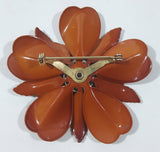 Vintage Butterscotch Bakelite 2 1/4" Diameter Flower Brooch Pin