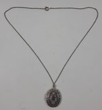 Vintage Victorian Style Floral Engraved Silver Tone Metal Opening Photo Locket Necklace