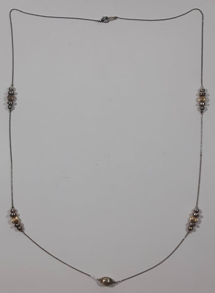 Gold Tone and Silver Tone Metal Bead 34" Long Necklace