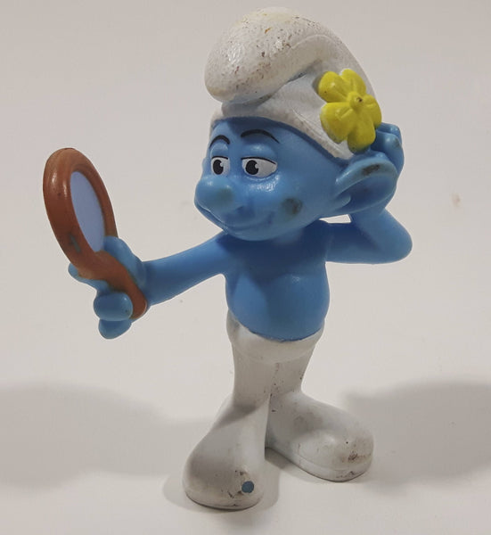 2013 "Vanity" Smurf Holding Hand Mirror PVC Toy Figure McDonald's Happy Meal