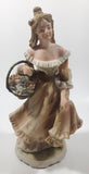 Vintage Lefton Giftcraft Woman Lady In Dress Holding a Basket of Flowers 7 1/2" Tall Ceramic Figure KW344B Has Chips