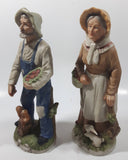 Vintage Homco Man with a Squirrel and Woman with a Rabbit 8" Tall Ceramic Figures 1409 Made in Japan