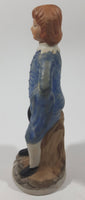 Vintage Homco Blue Boy Holding Black Hat 6" Tall Ceramic Figurine