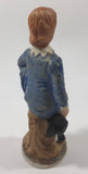 Vintage Homco Blue Boy Holding Black Hat 6" Tall Ceramic Figurine