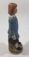 Vintage Homco Blue Boy Holding Black Hat 6" Tall Ceramic Figurine