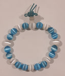 Blue and White Art Glass Beads Elastic Bracelet