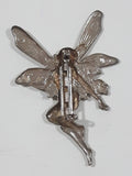 Vintage Nude Fairy 2 1/4" Sterling Silver Style Metal Brooch Pin No Markings