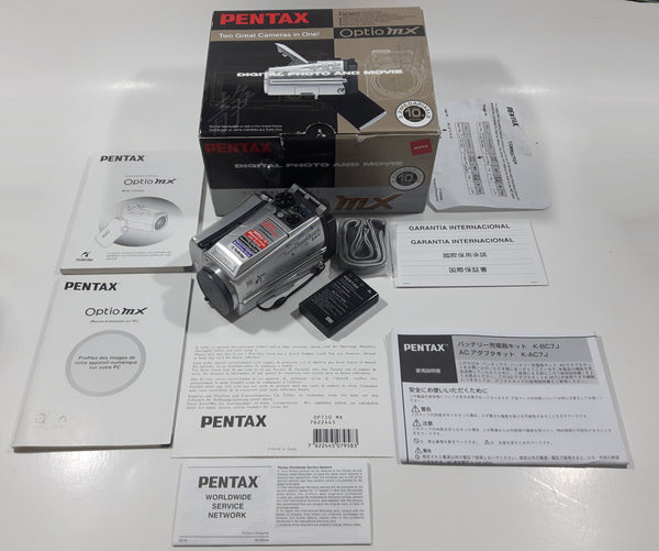 Pentax Optio MX 3.2 Megapixel 10x Optical Zoom Digital Photo And Movie Camera with Box and Some Accessories NOT TESTED