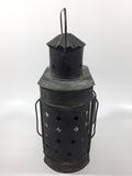 Vintage Metal and Glass 8" Tall Wax Candle Lantern