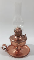 Vintage Small Copper Oil Lamp with Glass Flume 8" Tall