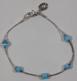 Claire's Blue and White Bead 8" Metal Bracelet