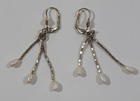 Vintage Triple Dangling Pearl Gold Tone Clip On Earrings