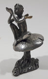 Vintage Male Pixie Fairy Sitting On A Toadstool 3" Tall Pewter Metal Figurine