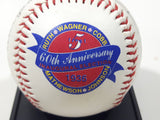 1996 American Legends 1936 First Hall of Fame Election 60th Anniversary Inaugural Election Baseball Ball on Stand Ruth, Wagner, Cobb, Mathewson, Johnson