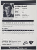 2010 2011 WHL Vancouver Giants Mark Segal #31 Goalie 2 1/2" x 3 1/2" Paper Card