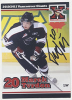 2010 2011 WHL Vancouver Giants Marek Tvrdon #20 LW 2 1/2" x 3 1/2" Paper Card Signed Autograph