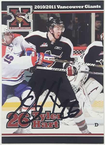 2010 2011 WHL Vancouver Tyler Hart #26 D 2 1/2" x 3 1/2" Paper Card Signed Autograph