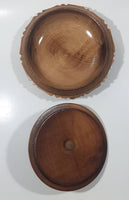 Decorative Carved Wood Candy Nut Bowl Dish with Lid 6 1/2"
