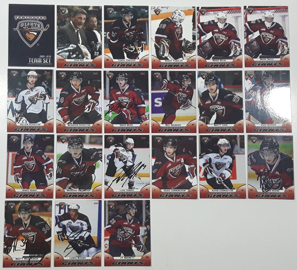2009 2010 WHL Vancouver Giants Ice Hockey Team 2 1/2" x 3 1/2" Paper Trading Card Lot of 21 with Signed Autographs of Brendan Gallagher, Luke Fenske, and Nathan Burns