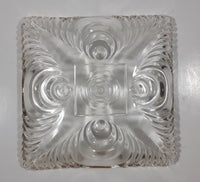 Vintage Mid Century Art Deco Concentric Circles 6" x 6" Square Shaped Gold Trim Glass Candy Dish