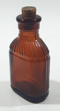 Antique S&D Medicine Drugs Miniature 3 1/4" Tall Amber Brown Glass Bottle with Cork Lid
