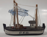 Vintage P.E.I. Prince Edward Island Fishing Trawler Boat Small 4 1/4" Long Wood Ship Model
