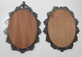 Vintage Mid Century Blue Boy and Pinkie Girl Ornate 6 3/4" x 9 1/2" Metal Bowed Glass Picture Frames One Missing Top Point