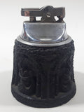 Vintage Art Deco Black Tiki Themed Semi Automatic Table Lighter Japan