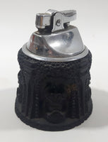 Vintage Art Deco Black Tiki Themed Semi Automatic Table Lighter Japan