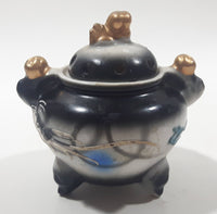 Antique 1940s Japanese Moriage Dragon Ware Porcelain Incense Burner 3" Tall
