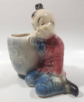Antique Royal Copley Asian Boy Porcelain Planter