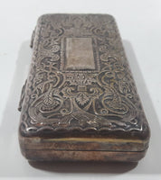 Vintage Engraved Silver Plate Small Cigarette Holder Hinged Case
