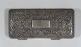 Vintage Engraved Silver Plate Small Cigarette Holder Hinged Case