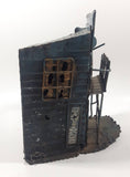 Vintage Abandoned Wild West Boom Town Ghost Town Two Story Bank Building Shaped Metal Coin Bank 8" Tall Made in Hong Kong No Plug