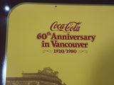 Vintage 1980 60th Anniversary of Coca-Cola in Vancouver 1920-1980 Georgia Street Official Tray