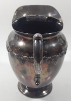 Antique Majestic Old English Reproduction 6190 S.P.B.M. Silver Plated Brass Metal 8" Tall Wine Grape Themed Pitcher Jug