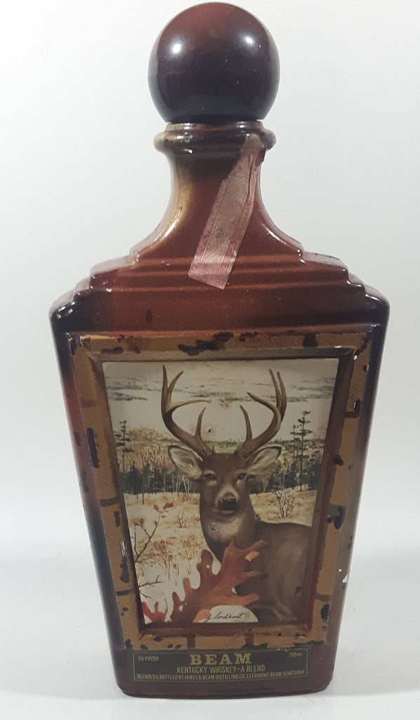 Vintage Jim Beam Kentucky Whisky Buck Deer 10 1/2" Tall Brown Amber Gl