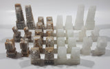 Vintage Carved Granite Onyx Marble Brown and White Complete 32 Piece Set