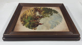 Vintage Horse Fair Holland 1842 Antique Painting Heavy Large Ceramic Tile Trivet Wood Framed 16" x 16"